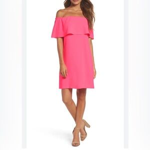 Charles Henry Pink Off Shoulder Dress Medium Ruffle Cocktail Party Barbiecore